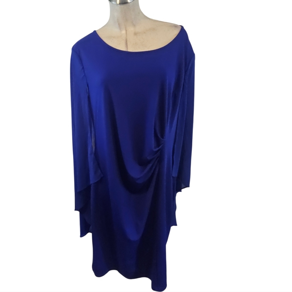 Hanna Nikole Dress Size 20W Purple W/ Blue Chiffon